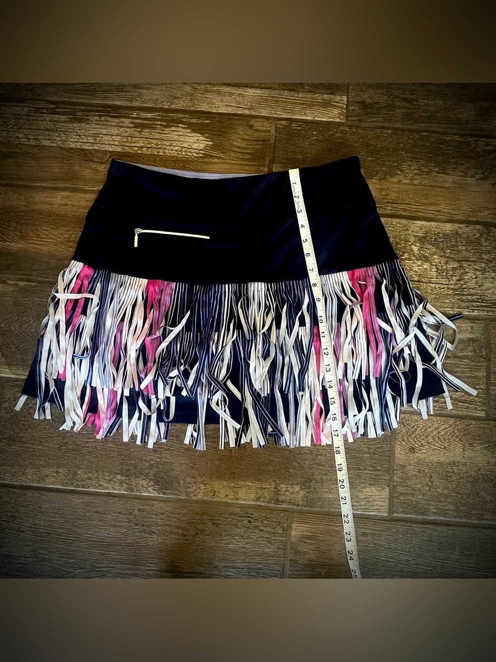 GG Blue Luxe running or athletic fringed skirt with built in shorts L - Picture 5 of 6